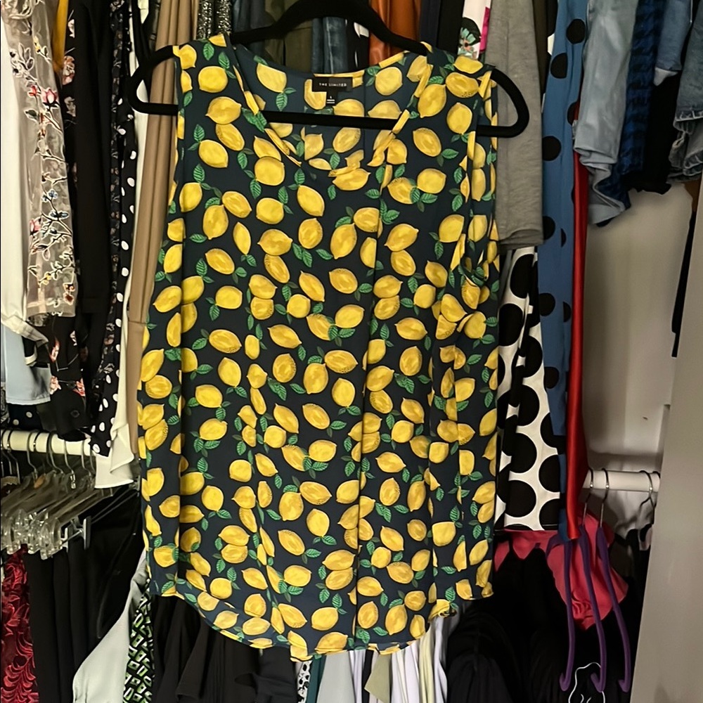 The Limited Lemon Print Green Tank Top